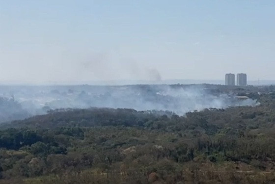 Incêndio atinge região de mata próximo a bairros nobres de Cuiabá; Assista
