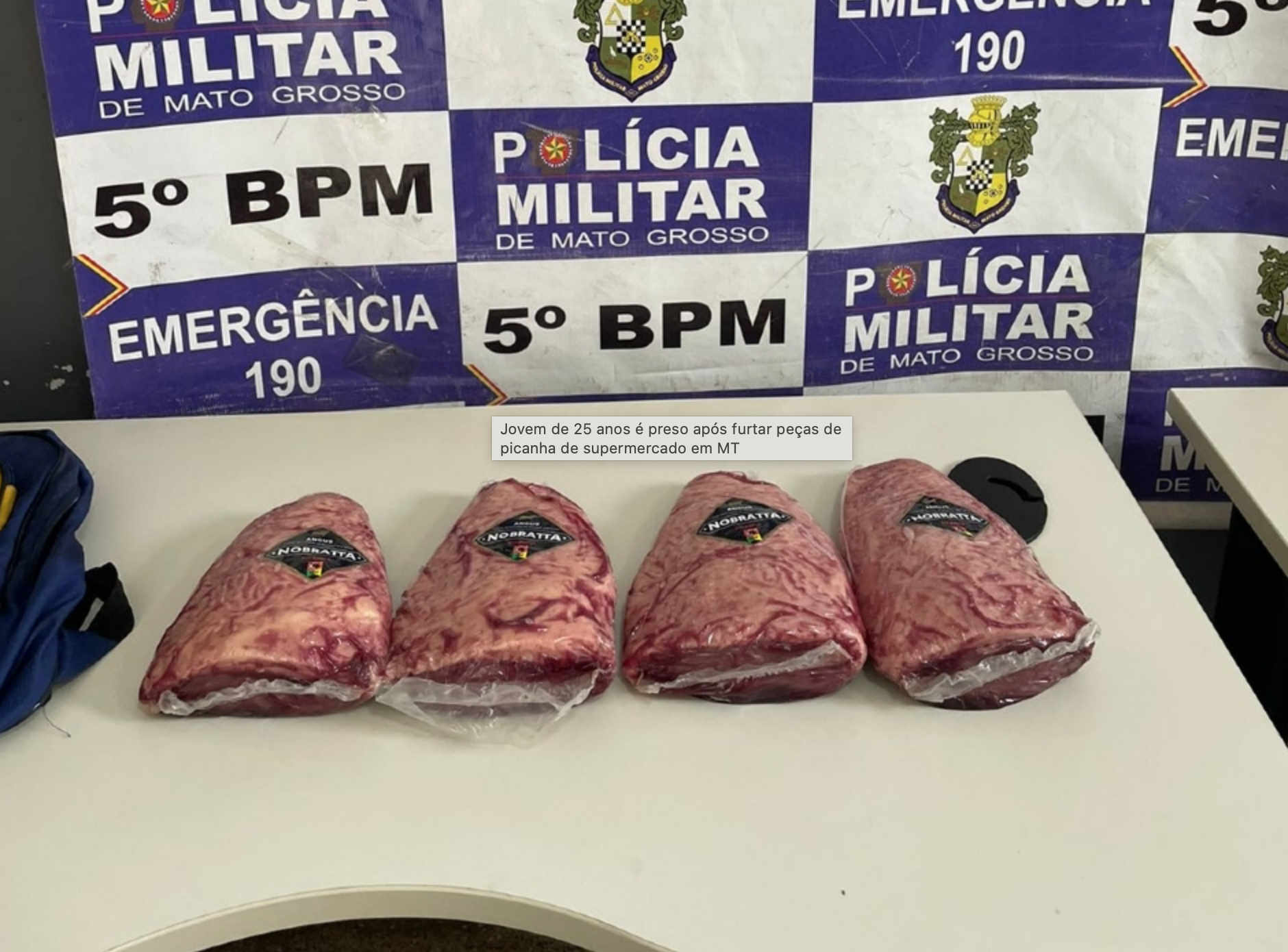 Jovem de 25 anos é preso após furtar peças de picanha de supermercado em MT