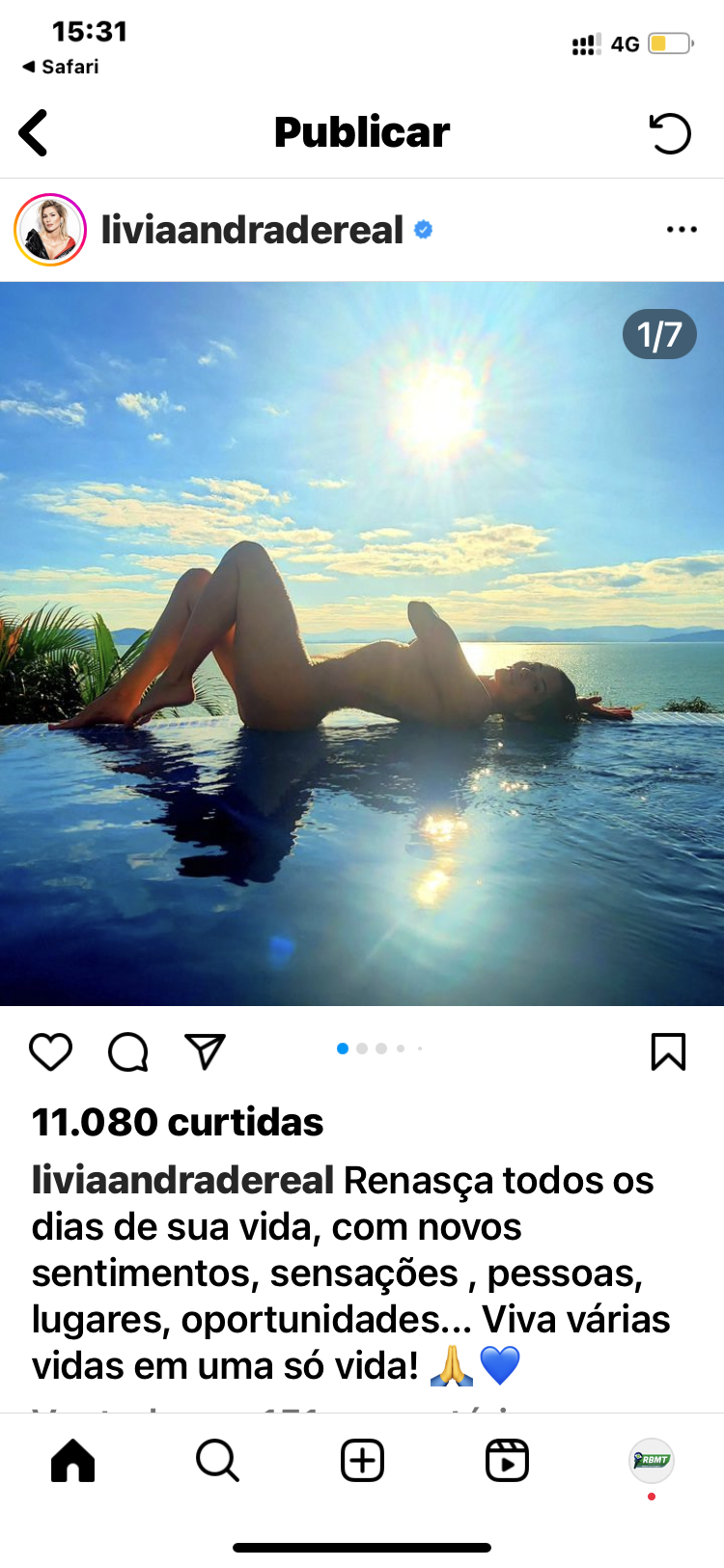 Lívia Andrade posa sem roupa e faz reflexão