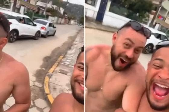 Mulheres se distraem dando cantadas em homens e batem o carro