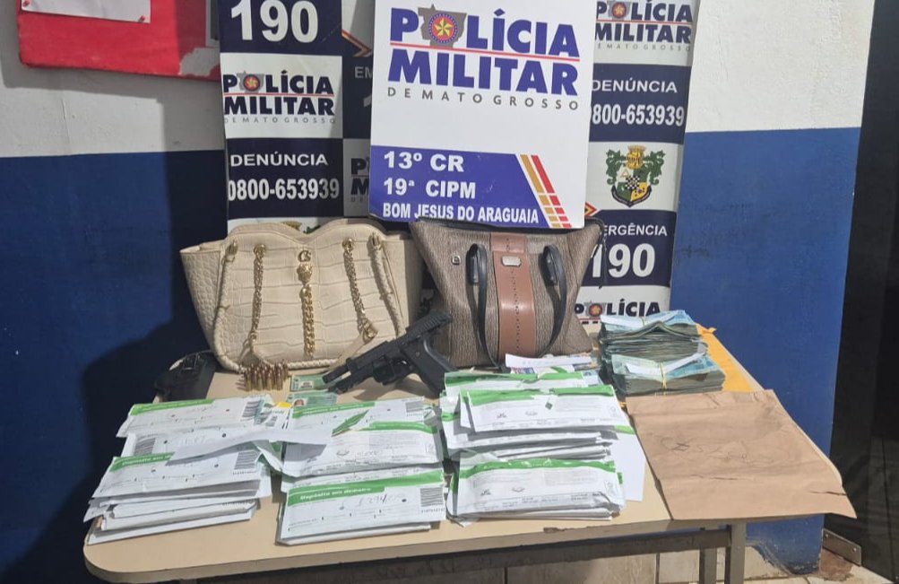 Casal é preso com pistola roubada e mais de R$ 283 mil em abordagem na MT-322