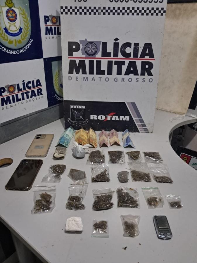 Rotam apreende 20 porções de maconha e prende jovem no bairro Bela Vista em Cuiabá