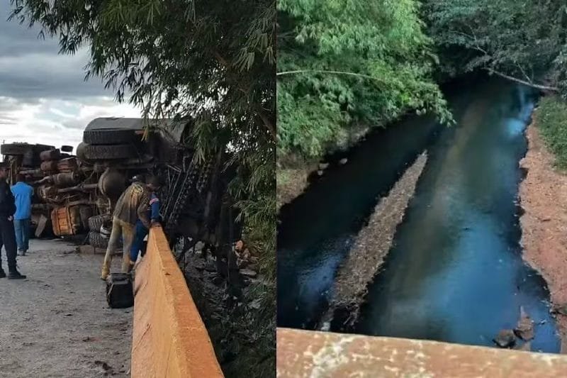Acidente com caminhão de piche causa crise de abastecimento de água em Colniza