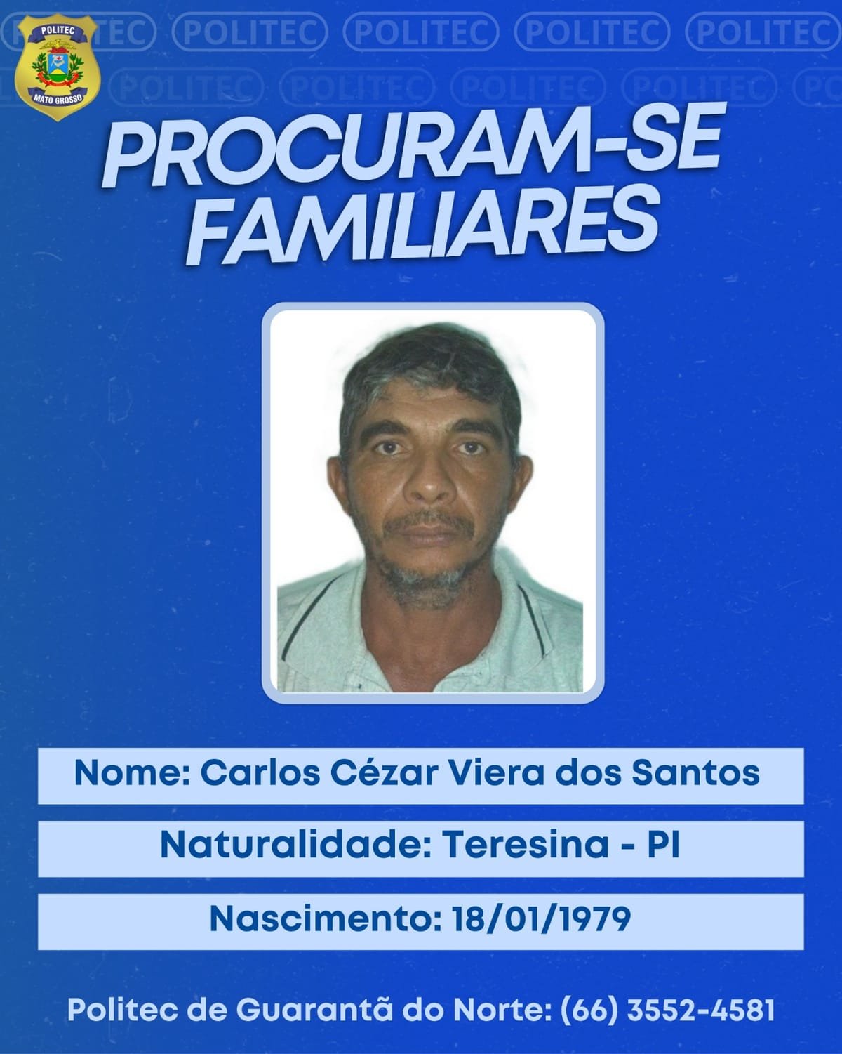 Politec busca familiares de garimpeiro encontrado morto em rio em Nova Guarita