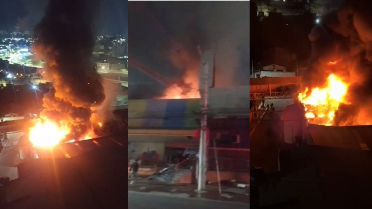 Incêndio atinge lojas de suplementos e artigos de festa no bairro Santa Marta em Cuiabá