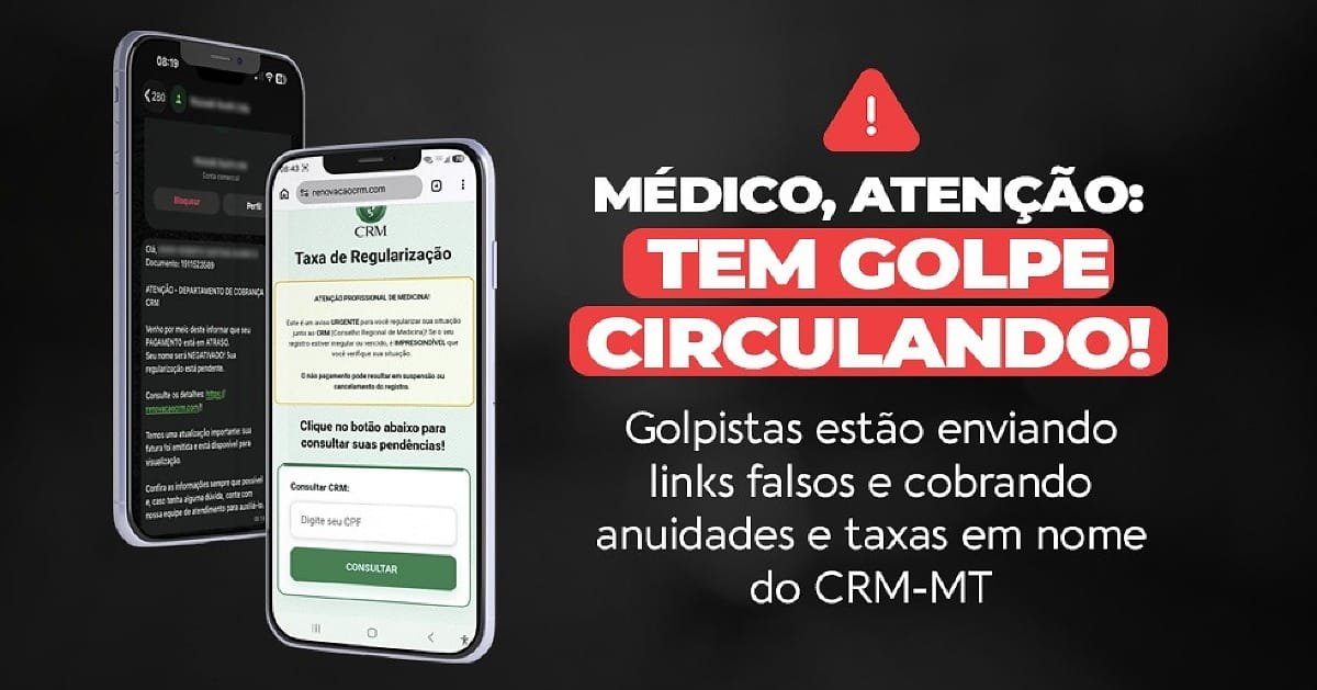 Golpes contra médicos em Mato Grosso: criminosos se passam por CRM para roubar dados e dinheiro