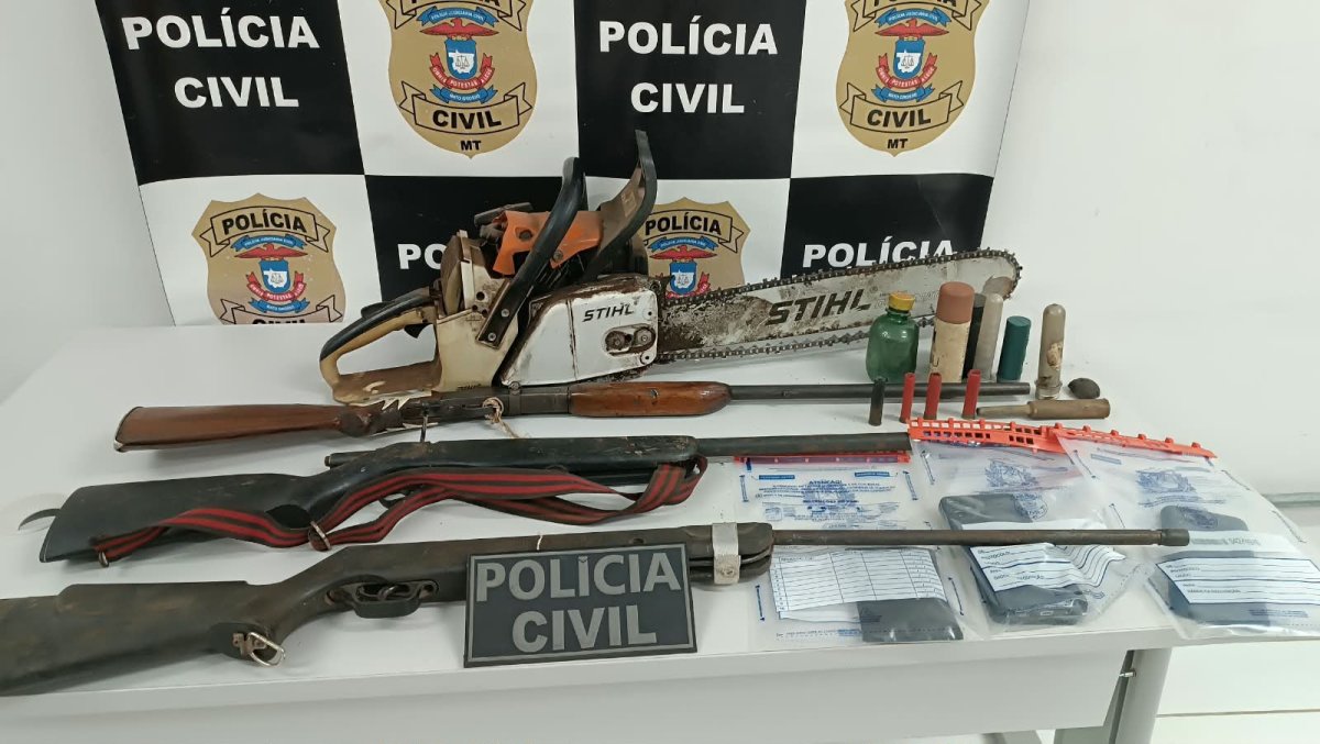 Homem é preso em operação por violência contra sobrinhos menores e posse ilegal de armas em Jaciara